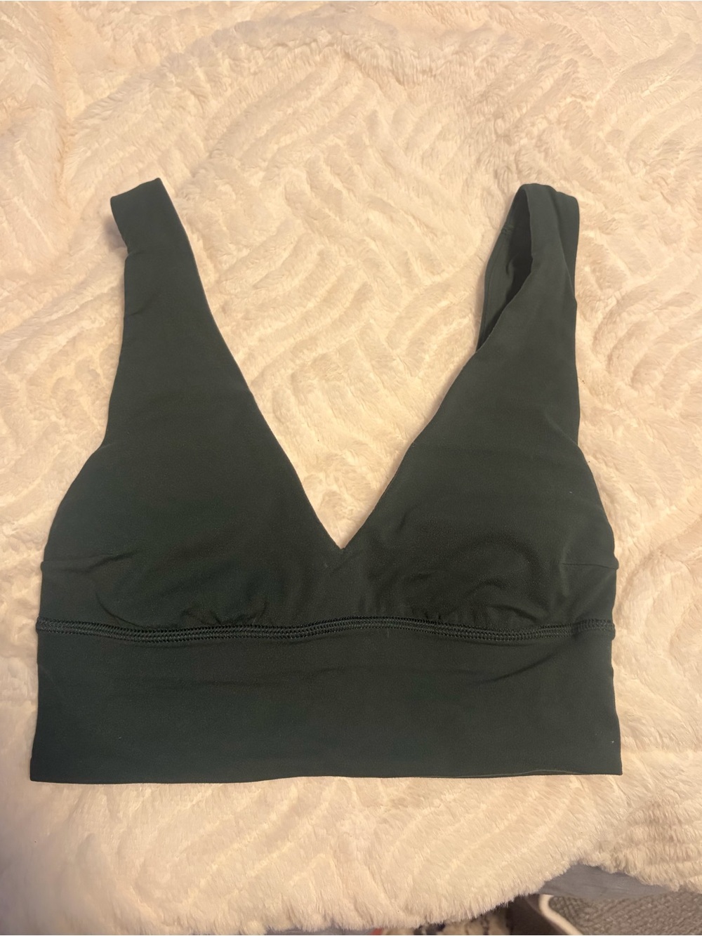 Dark Green V-Neck Comfort Bralette - Women